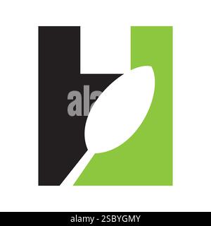 Initial Restaurant Logo On Letter H With Spoon Symbol Vector Template Stock Vector