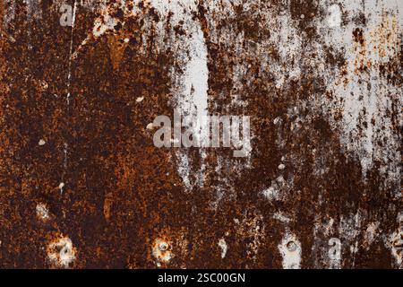 Texture of a rusty metal, with the surface stained with old paint Stock Photo
