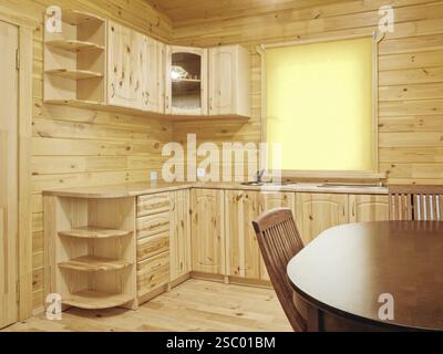 Interior Of The Kitchen In A Wooden Blockhouse Stock Photo Alamy