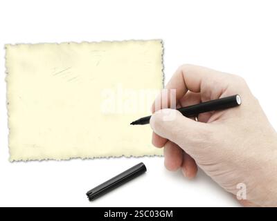 Felt Pen In Man Hand Daugavpils, Latvia, Europe Stock Photo
