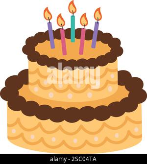 Two Layer Birthday Cake Icon Stock Vector