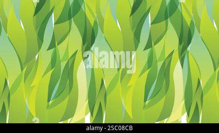 A seamless pattern of overlapping green leaf shapes with varying transparency. Ideal for eco-friendly designs, nature-themed projects, wallpapers. Stock Vector