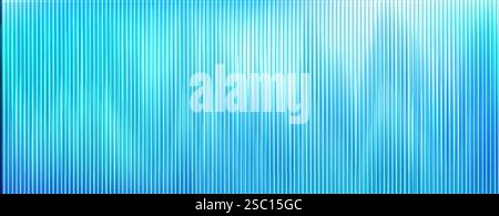 Ribbed glass surface pattern with vertical lines and gradient from turquoise to blue color. Transparent textured background with modern striped effect for window or interior design elements. Stock Vector
