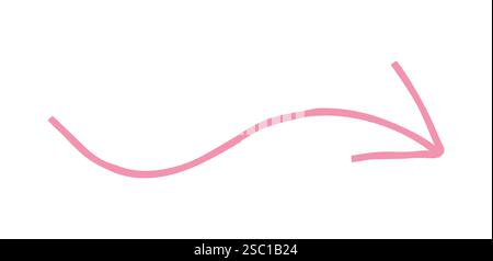 Hand drawn simple arrow drawn with wax crayon, chalk or charcoal. Uneven dry texture for underlining highlighting. Pencil drawn lines, strikethrough, Stock Vector