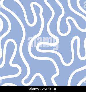 Seamless abstract pattern with squiggles and scribbles. Weaved curved lines. Chaotic ink scribbles decorative texture. Messy doodles, wavy and curly l Stock Vector