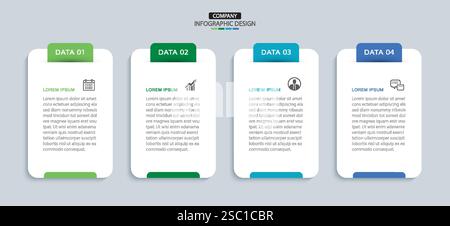 4 data infographics tab layout template. Illustration business abstract background. Stock Vector