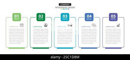 5 data infographics layout template. Illustration business abstract background. Stock Vector