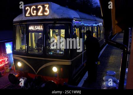 Preserved BR Class 108 diesel multiple unit at Bewdley station at dusk, Severn Valley Railway, 30th December 2024 Stock Photo