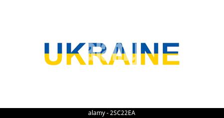 Letters Ukraine in the style of the country flag. Ukraine word in national flag style. Vector illustration. Stock Vector