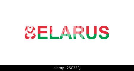 Letters Belarus in the style of the country flag. Belarus word in national flag style. Vector illustration. Stock Vector