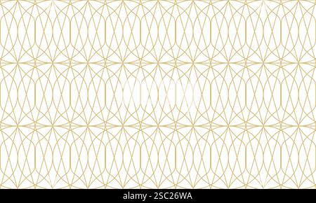 Golden line mosaic seamless pattern. Background in Arabic style. Elegant template for Ramadan. Print for textiles, packaging, wallpaper, design Stock Vector