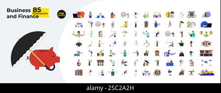 Business and finance cartoon flat illustrations mega bundle Stock Vector