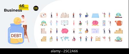 Business cartoon flat illustrations mega bundle Stock Vector