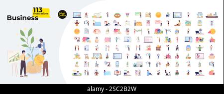 Business cartoon flat illustrations mega bundle Stock Vector
