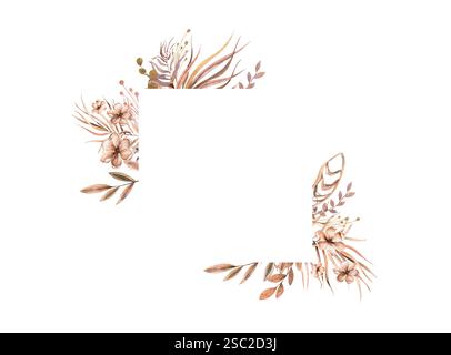 This beautiful floral frame is perfect for a variety of uses, including invitations, cards, and other elegant designs Stock Photo