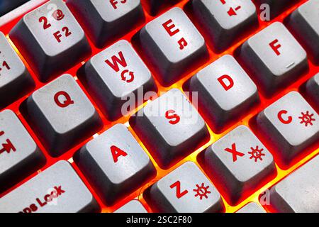 RGB Keyboard in close up. WASD Keys Stock Photo