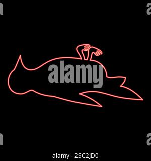 Neon dead bird danger concept red color vector illustration image flat style light Stock Vector