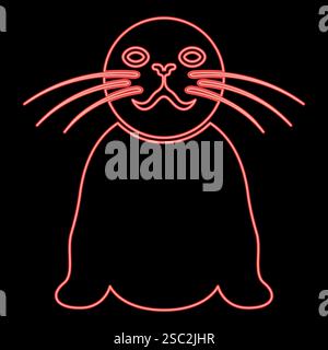Neon seal red color vector illustration image flat style light Stock Vector