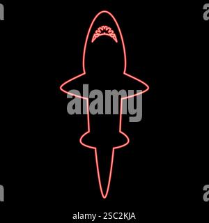 Neon shark red color vector illustration image flat style light Stock Vector