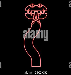 Neon snake silhouette red color vector illustration image flat style light Stock Vector