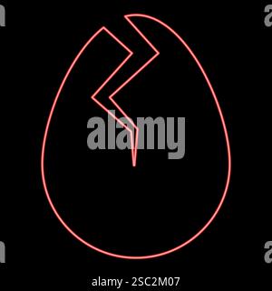 Neon egg with cracked eggshell damaged red color vector illustration image flat style light Stock Vector