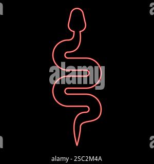 Neon snake silhouette red color vector illustration image flat style light Stock Vector