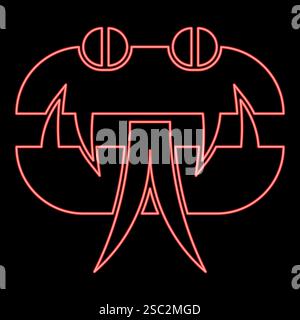 Neon head snake red color vector illustration image flat style light Stock Vector