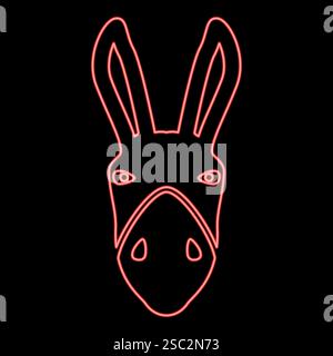 Neon donkey head silhouette red color vector illustration image flat style light Stock Vector