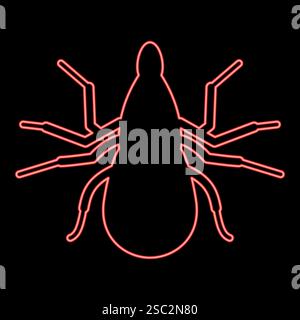 Neon tick mite red color vector illustration image flat style light Stock Vector