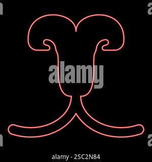 Neon cat's nose mouth cat pet concept veterinary red color vector illustration image flat style light Stock Vector
