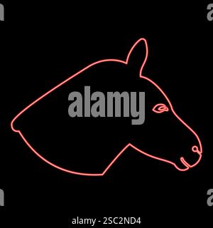 Neon donkey head silhouette red color vector illustration image flat style light Stock Vector