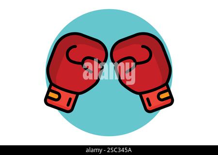 Boxing glove icon. colored outline icon style. icon related to gym and fitness. gym elements vector illustration Stock Vector