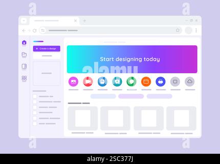 online design graphic design template based software image editor user interface design web based application creative tools Stock Vector