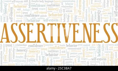 Assertiveness word cloud conceptual design isolated on white background. Stock Vector