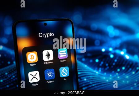 Crypto - digital currency like Bitcoin Solana and Ethereum Stock Photo