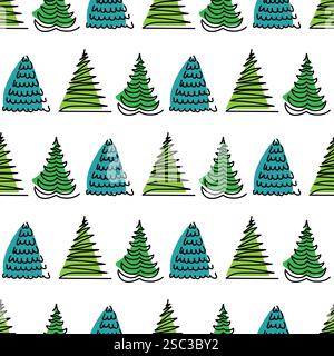 Colorful patterned trees create a whimsical design for seasonal decorations Stock Vector