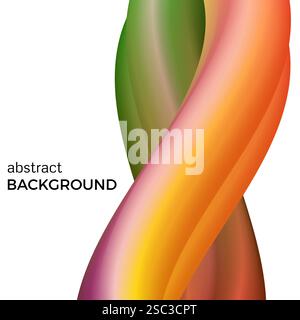 Color abstract composition of the orange and green watercolor waves. Vector abstract colorful background with bent dynamic form. Stock Vector