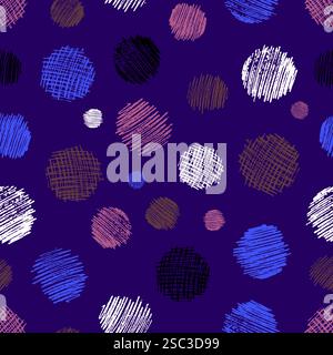 Seamless pattern with hand drawn black circle scribble smear. Abstract grunge texture. Vector illustration Stock Vector