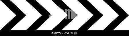 Black chevron arrows. Repeated V shaped stripes print. Orientation, motion, road caution, download, army insignia, next direction, military or navigation sign. Vector graphic illustration. Stock Vector