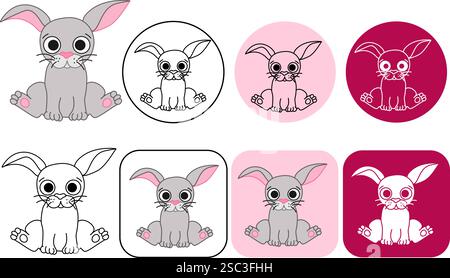 Cute rabbit vector illustration logo. Bunny cartoon character. Animal logo concept isolated. Flat simple cartoon style suitable for web, banner, flyer Stock Vector