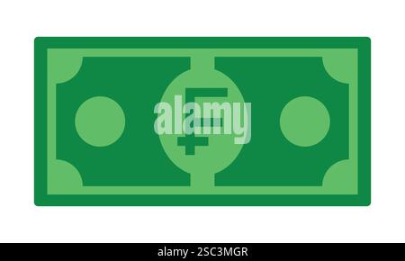 Frank sign, Switzerland and Afican currency icon in, green paper with rectangular shape. vector illustration. Stock Vector