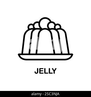 Jelly outline vector icon. Thin line black jelly icon, flat vector simple element illustration from editable food concept isolated stroke on white bac Stock Vector