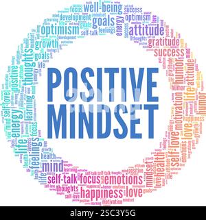 Positive Mindset word cloud conceptual design isolated on white background. Stock Vector