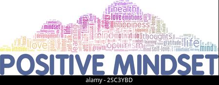 Positive Mindset word cloud conceptual design isolated on white background. Stock Vector