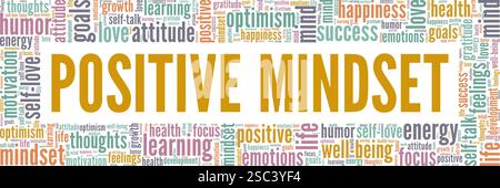Positive Mindset word cloud conceptual design isolated on white background. Stock Vector