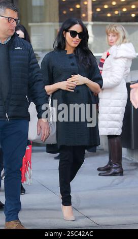 Meghan Markle leaves a building in Midtown Manhattan on February 19