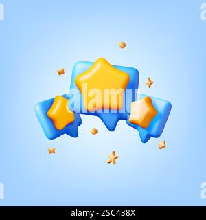 3D Colorful star shaped speech bubbles on blue Stock Vector