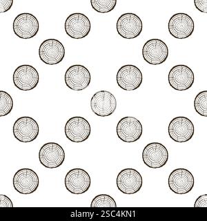 Growth Rings on tree vector concept linear seamless pattern - Saw cut background Stock Vector
