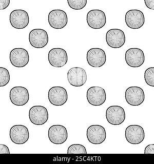 Tree trunk cuts with cracks seamless pattern Stock Vector