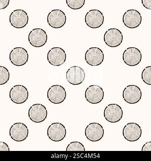 Tree trunk cuts with cracks seamless pattern Stock Vector